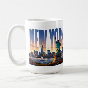 Caneca De Café Vista da Orla da Liberdade do Horizonte de Nova Yo