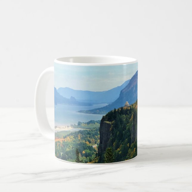 Caneca De Café Vista da Vista House, Rio Columbia, Oregon (Frente Esquerda)