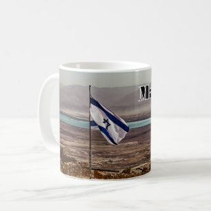 Caneca De Café Vista de Masada com Bandeira
