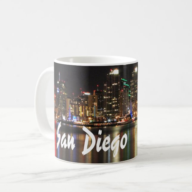 Caneca De Café Vista de San Diego para a cidade no horizonte (Frente Esquerda)