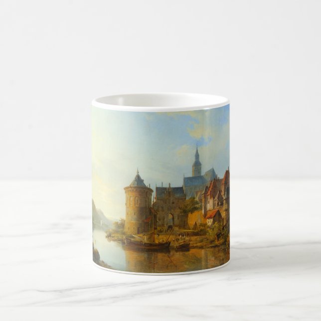 Caneca De Café Vista de uma cidade neerlandesa ao longo do rio Re (Centro)