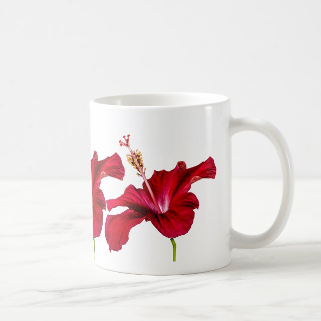 Caneca De Café Vista do Lado do Flor Red Hibiscus (Direita)