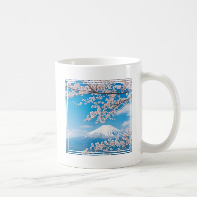 Caneca De Café Vista do Monte Fuji com os Blossomas de Cereja (Direita)