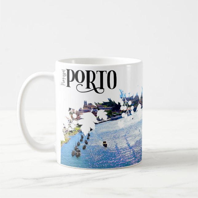 Caneca De Café Vista do rio Douro porto portugal (Esquerda)