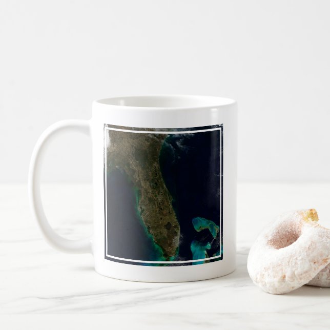Caneca De Café Vista Satélite Da Flórida. (Com Donut)