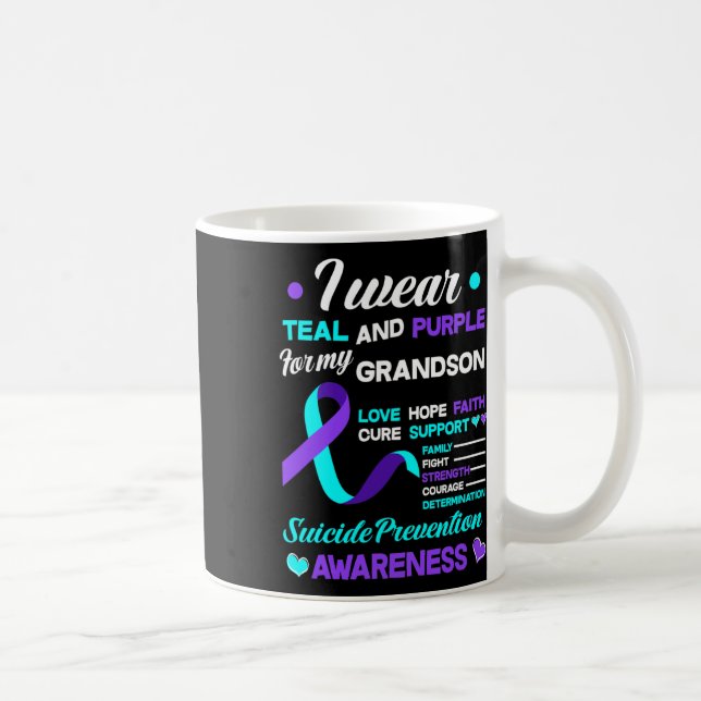 Caneca De Café Vista Teal E Roxo Para Minha Avô, Preve Suicídio (Direita)