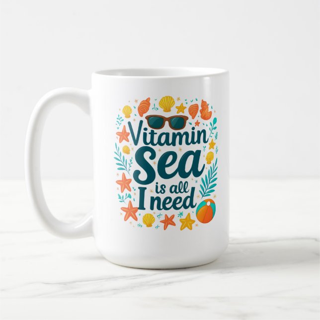 Caneca De Café Vitamin Sea Coffee Mug - Ocean Lover's Beach Vibes (Esquerda)