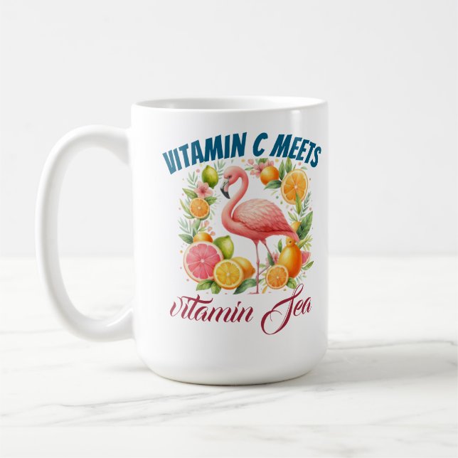 Caneca De Café Vitamina C Encontra o Mar Tropical-Flamingo Citrin (Esquerda)