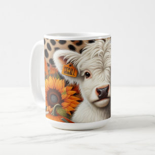 Caneca De Café Vitelo branco das terras altas entre abóboras e gi