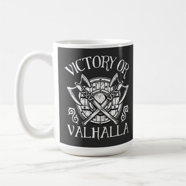 Caneca De Café Vitória ou Valhalla - Escudo e Ax (Esquerda)