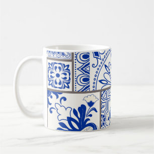 Caneca De Café Vitoriano Majolica: Padrão de Azulejo de Patches.