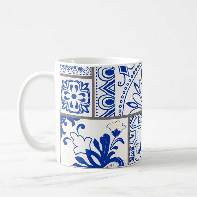 Caneca De Café Vitoriano Majolica: Padrão de Azulejo de Patches. (Esquerda)