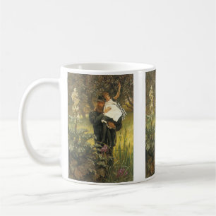 Caneca De Café Viúvo por Tissot, Arte de Retrato Vitoriano Antigo