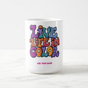 Caneca De Café Viva a Vida em Cor Retro Personalidade Psicodélica