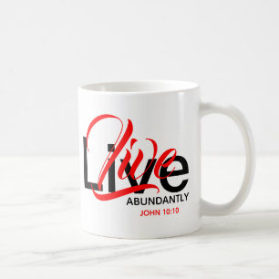 Caneca De Café Viva Abundantemente João 10:10 Monograma Escritura