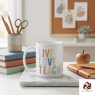 Caneca De Café Viva Amor Ensine Arco-íris Apreciação de Professor