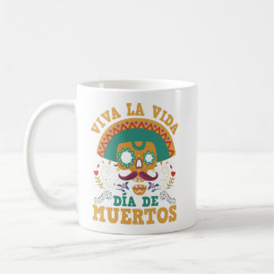 Caneca De Café Viva La Vida Dia De Muertos Pele Floral Mexicana