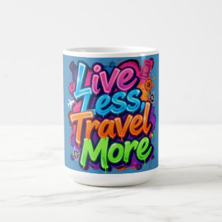 Caneca De Café Viva Menos Viaje Mais Citação de Viagem em Neon Gr