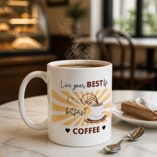 Caneca De Café Viva Sua Melhor Vida Mas Primeiro Café Caneca