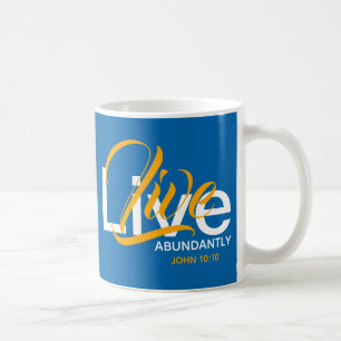 Caneca De Café VIVE ABUNDANTANTEMENTE Christian Abundant Life Blu