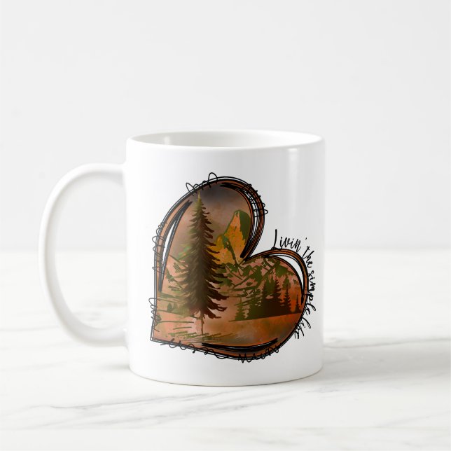 Caneca De Café Vivendo A Simples Natureza Do Coração Da Vida (Esquerda)
