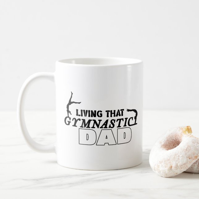 Caneca De Café Vivendo Aquele Pai De Ginástica, A Ginástica Sobre (Com Donut)