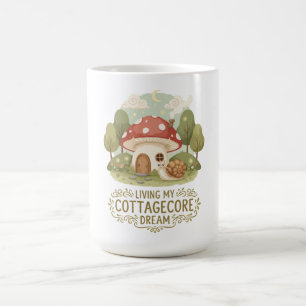 Caneca De Café Vivendo meu Sonho Cottagecore   Cogumelo Fofo e Ca