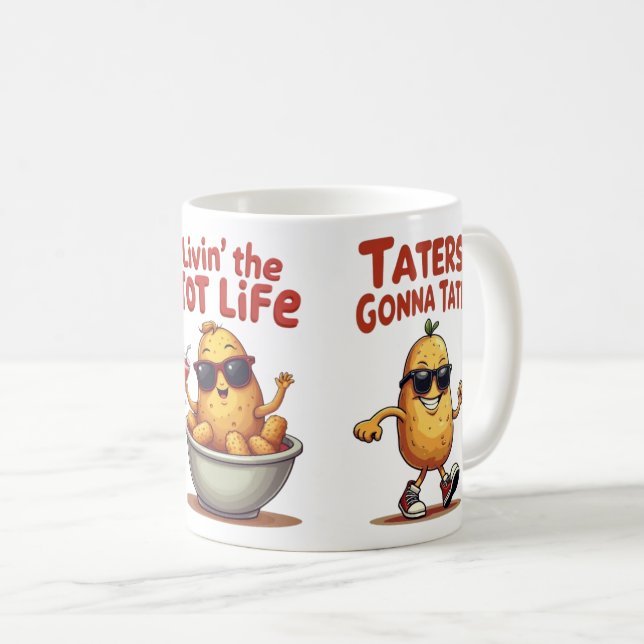 Caneca De Café Vivendo o Tot Life - Engraçado Tater Batata (Frente Esquerda)