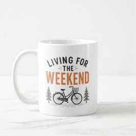 Caneca De Café Vivendo para a Aventura de Bicicleta de Fim de Sem