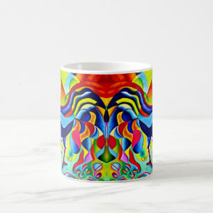 Caneca De Café "Vivid Plumage". Um Cockerel Colorido Surreal