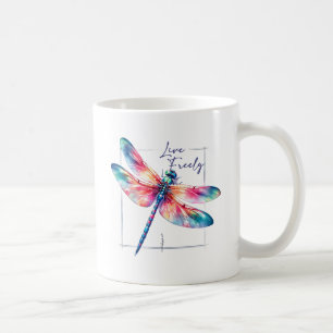 Caneca De Café Vivo Livremente - Inspiração Colorida Dragonfly