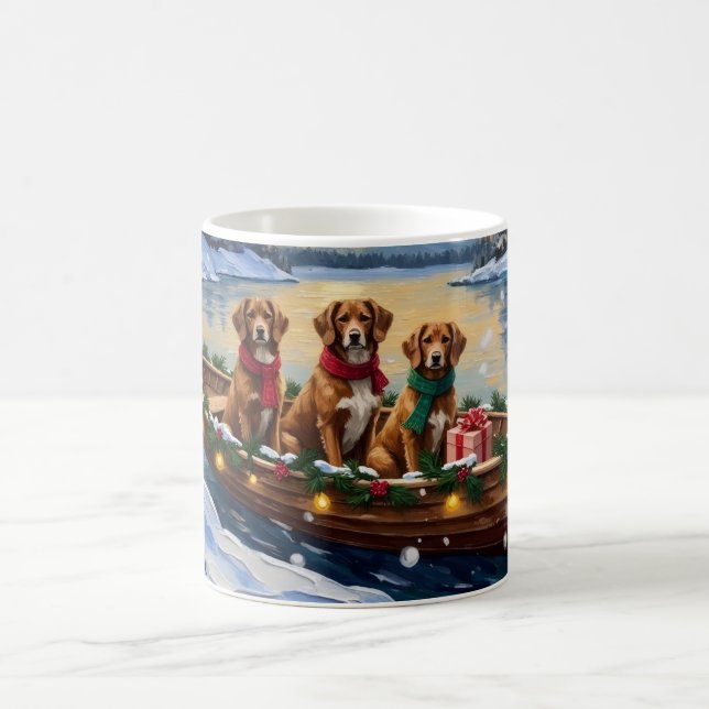 Caneca De Café Vizsla Christmas Boat Holiday (Centro)