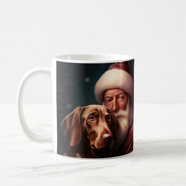 Caneca De Café Vizsla com Papai Noel Natal Festivo (Esquerda)