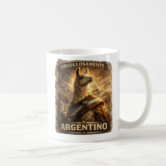 Caneca De Café VLLC Orgullosamente Argentino Llama Mate Patriotic (Direita)