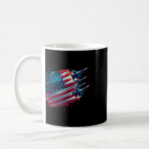 Caneca De Café Voando Jatos Bandeira Americana EUA Patriótico 4 D