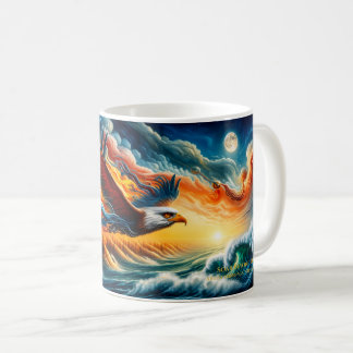 Caneca De Café Voar Além dos Limites Arte Fantástica Águia