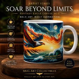 Caneca De Café Voar Além dos Limites Arte Fantástica Águia