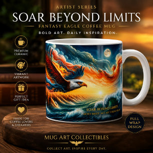 Caneca De Café Voar Além dos Limites Arte Fantástica Águia