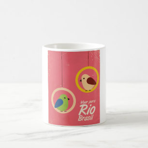 Caneca De Café Voar para o Rio, poster de viagens Brasil.