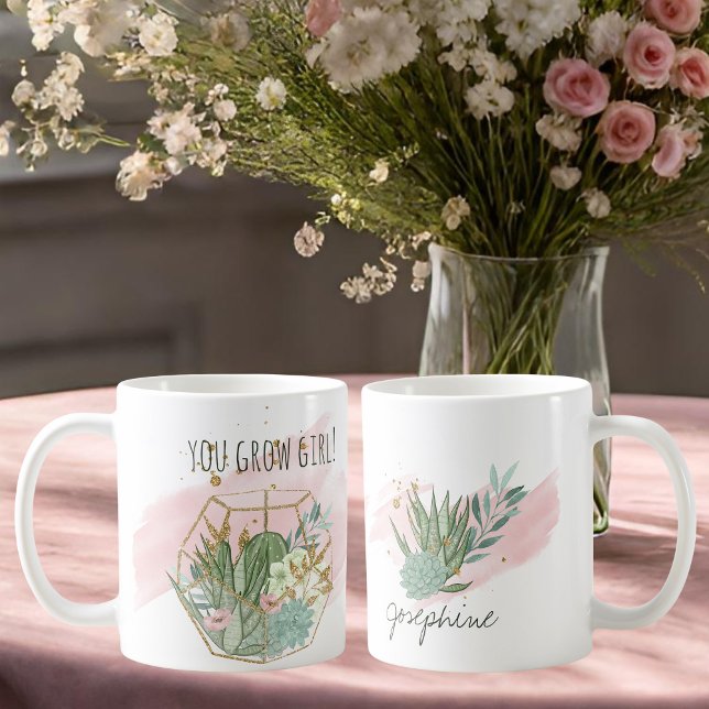 Caneca De Café Você Cultiva Garota Fábrica Lover Suculenta Glitte (Criador carregado)