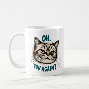 Caneca De Café Você De Novo? - Ilustração de Gatos Sarcásticos
