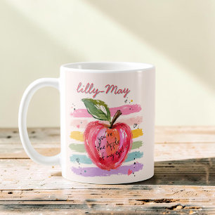 Caneca De Café Você é a Menina dos Meus Olhos Aquarela Maçã Verme