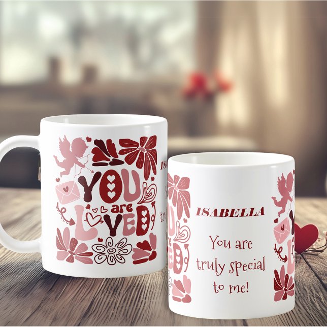 Caneca De Café Você é amado Namorados Romântico personalizado (You Are Loved Custom Romantic Valentine’s Coffee Mug)