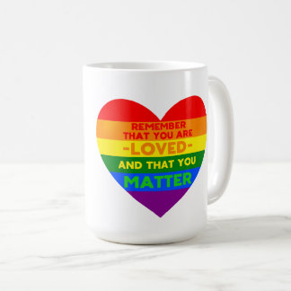 Caneca De Café Você é amado Você importa (bandeira LGBT coração)