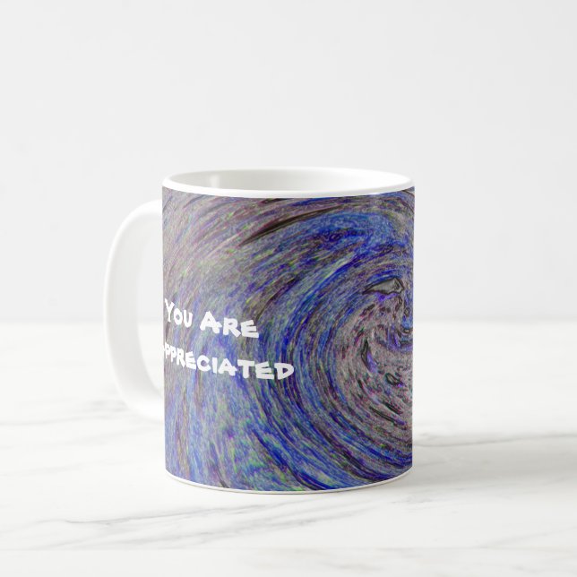 Caneca De Café Você É Apreciado Com O Espiral Azul. (Frente Esquerda)