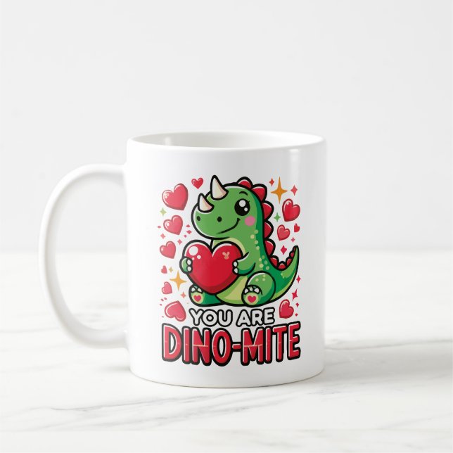 Caneca De Café Você É Dino-Mite - Dia de os namorados De Dinossau (Esquerda)