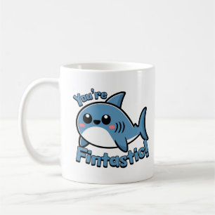 Caneca De Café Você é Fintástica! Cartoon de Canhão de Tubarão