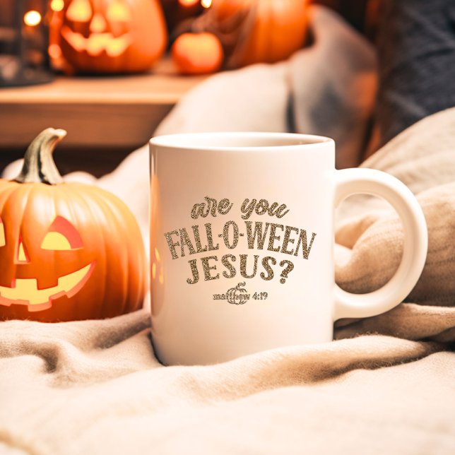 Caneca De Café Você é Jesus CAIU-O-WEEN? Christian Halloween (Criador carregado)