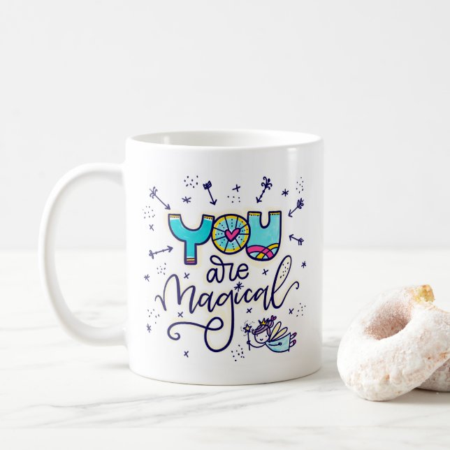 Caneca De Café Você é mágico, com letra e ilustração (Com Donut)