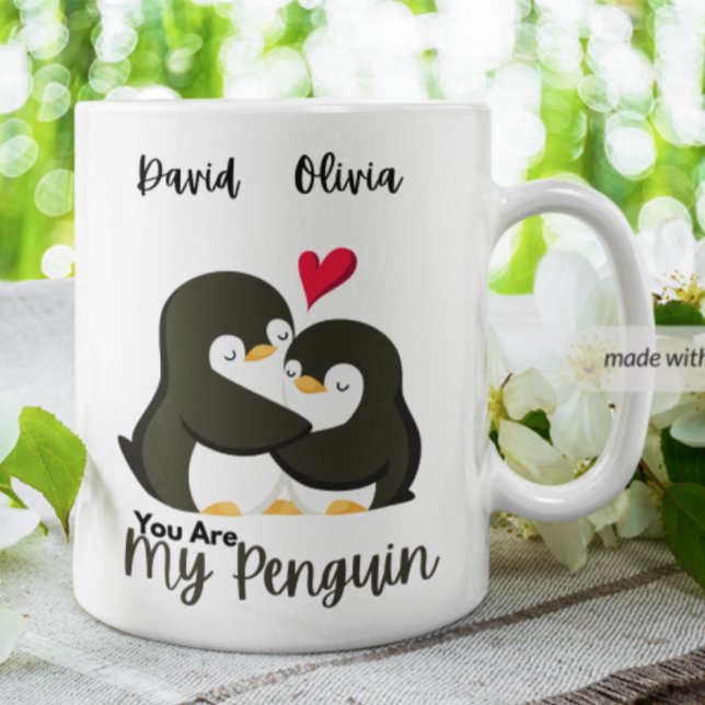 Caneca De Café Você é meu pinguim - Casais de nome personalizado (Criador carregado)